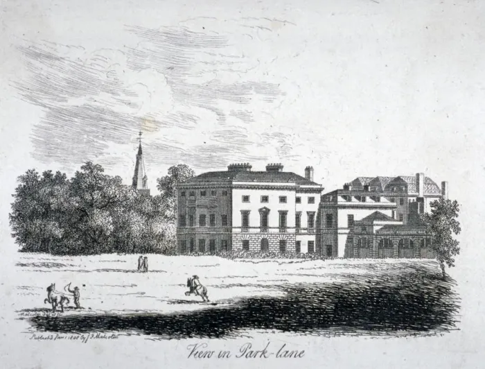 Framed Print : View of Park Lane, Westminster, London, 1808. Artist Framed Print : View of Park Lane, Westminster, London, 1808. Artist