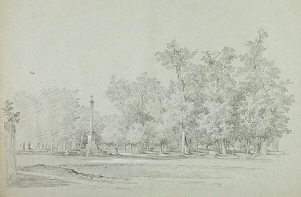View of the Park st Versailles: Landscape with Memorial Column and Grove of Trees, n.d. Creator: Pierre Antoine Mongin