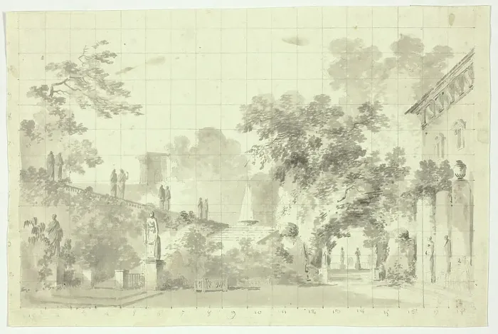 Framed Print : View of the Park at Versailles: Statues and a Fountain, n.d. Creator: Pierre Antoine Mongin Framed Print : View of the Park at Versailles: Statues and a Fountain, n.d. Creator: Pierre Antoine Mongin