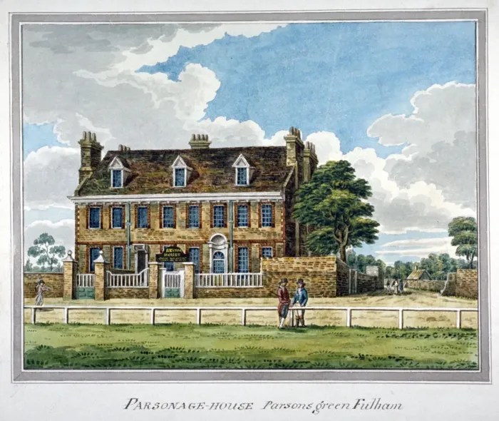Framed Print : View of Parsonage House, Parsons Green, Fulham, London, 1820. Artist Framed Print : View of Parsonage House, Parsons Green, Fulham, London, 1820. Artist