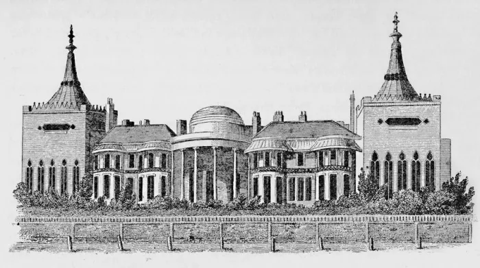 Framed Print : View of the Pavilion taken from Wrights Circulating Library, May 1818, (1939) Framed Print : View of the Pavilion taken from Wrights Circulating Library, May 1818, (1939)