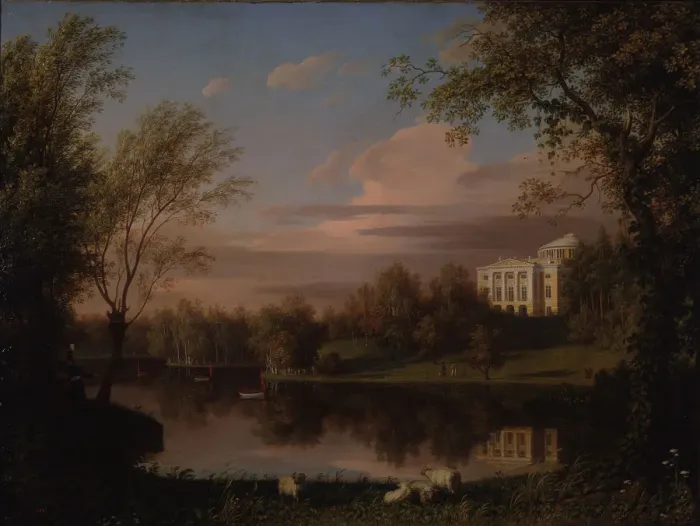 Framed Print : View of the Pavlovsk Palace, c. 1800. Artist: Kugelgen, Carl Ferdinand, von (1772-1832) Framed Print : View of the Pavlovsk Palace, c. 1800. Artist: Kugelgen, Carl Ferdinand, von (1772-1832)