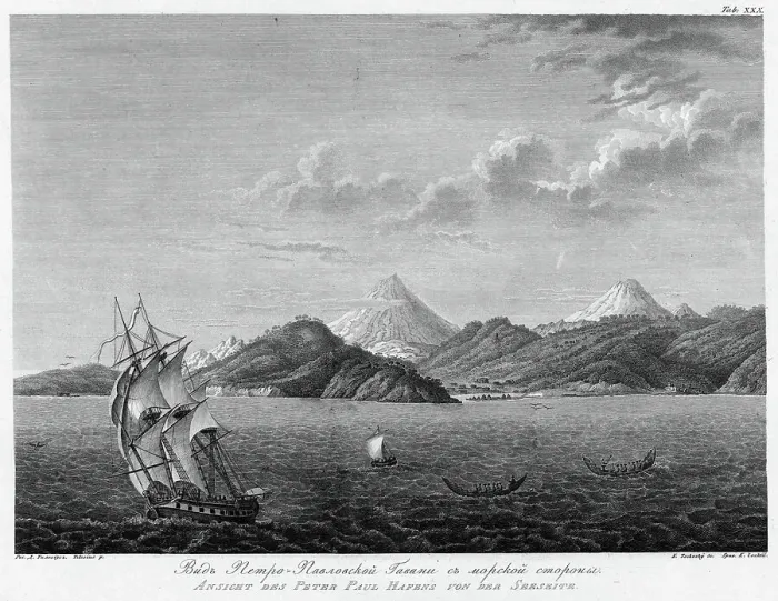 Framed Print : View of Petropavlovsk Harbour From the Seaside, 1813. Creator: Koz'ma Vasil'evich Chesky Framed Print : View of Petropavlovsk Harbour From the Seaside, 1813. Creator: Koz'ma Vasil'evich Chesky