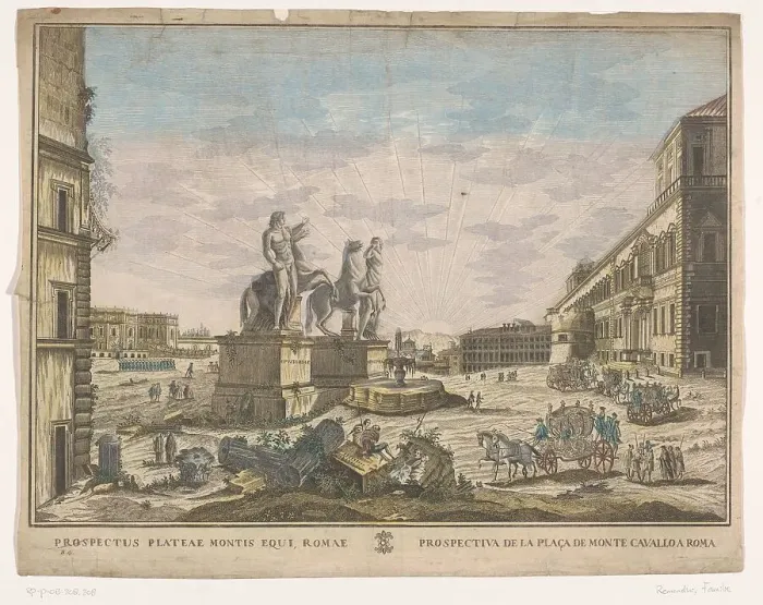 Framed Print : View of the Piazza del Quirinal in Rome, 1700-1799. Creator: Unknown Framed Print : View of the Piazza del Quirinal in Rome, 1700-1799. Creator: Unknown