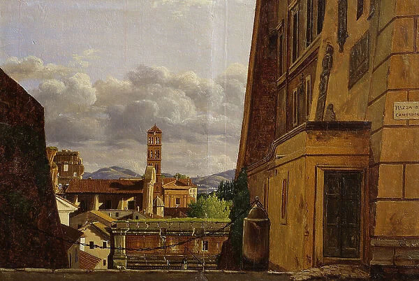 View from Piazza di Campidoglio, Roma, early-mid 19th century. Creator: Gustaf Soderberg