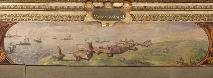 Framed Print : View of Piombino, 1557-1558. Artist: Vasari, Giorgio (1511-1574) Framed Print : View of Piombino, 1557-1558. Artist: Vasari, Giorgio (1511-1574)