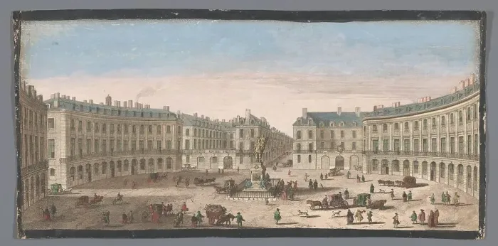 Framed Print : View of the Place des Victoires in Paris, 1700-1799. Creators: Anon, Jacques Rigaud Framed Print : View of the Place des Victoires in Paris, 1700-1799. Creators: Anon, Jacques Rigaud
