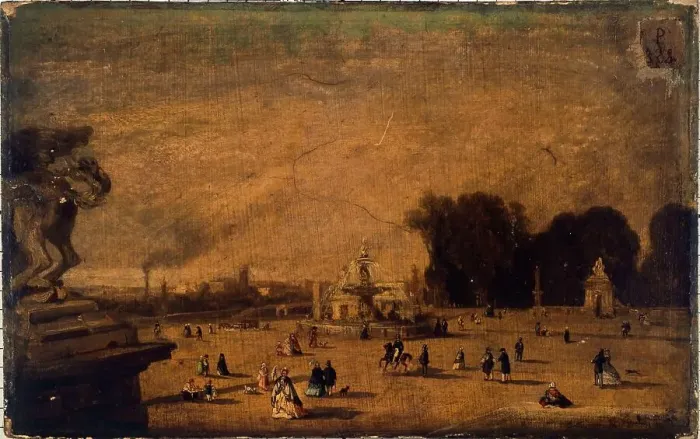 Framed Print : View of Place de la Concorde, current 8th arrondissement, between 1804 and 1858. Creator: Leon-Francois-Antoine Fleury Framed Print : View of Place de la Concorde, current 8th arrondissement, between 1804 and 1858. Creator: Leon-Francois-Antoine Fleury