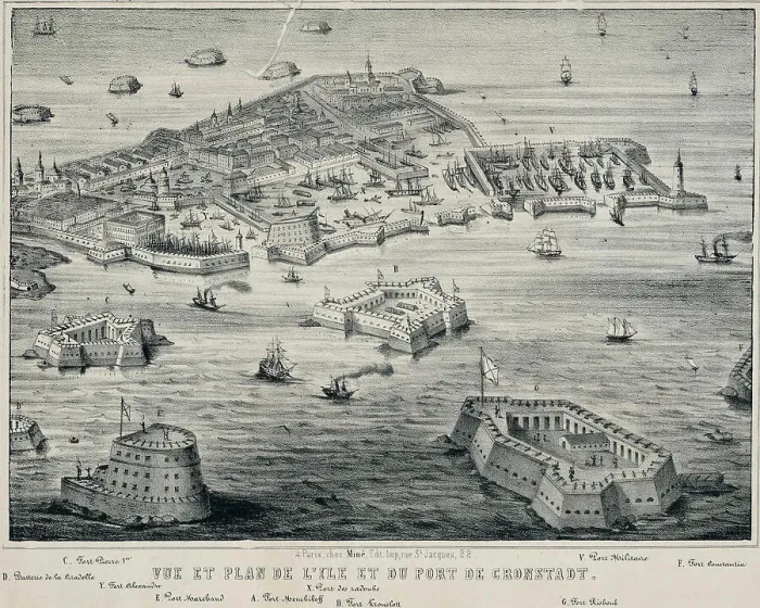 Framed Print : View and Plan of island and the port of Kronstadt, c. 1850. Artist: Anonymous Framed Print : View and Plan of island and the port of Kronstadt, c. 1850. Artist: Anonymous