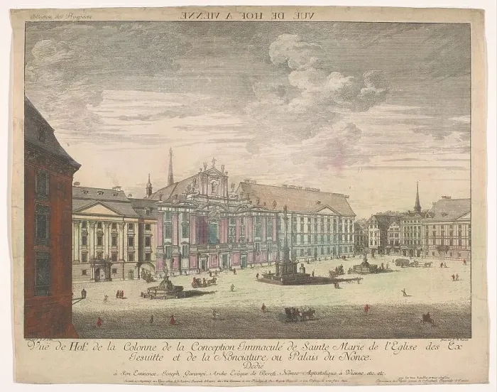 Framed Print : View of the Platz Am Hof in Vienna, 1755-1779. Creator: Johann Sigrist Framed Print : View of the Platz Am Hof in Vienna, 1755-1779. Creator: Johann Sigrist