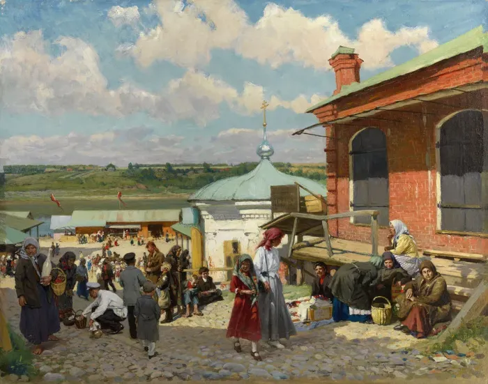 Framed Print : View of Plyos, 1918. Artist: Makovsky, Alexander Vladimirovich (1869-1924) Framed Print : View of Plyos, 1918. Artist: Makovsky, Alexander Vladimirovich (1869-1924)