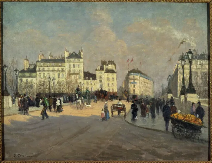 Framed Print : View of the Pont-Neuf, c1900. Creator: Georges-Emile Carette Framed Print : View of the Pont-Neuf, c1900. Creator: Georges-Emile Carette