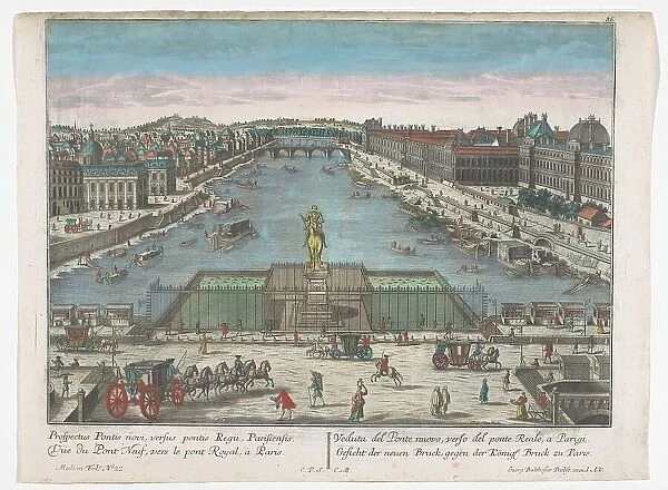 View of the Pont Neuf over the Seine River in Paris, towards Pont Royal, 1742-1801. Creator: Anon