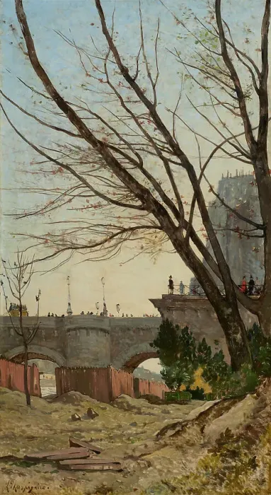 Framed Print : View Of The Pont Neuf And Of The Western Point Of The Île De La Cité From The Banks Of The... c1870 Creator: Henri-Joseph Harpignies Framed Print : View Of The Pont Neuf And Of The Western Point Of The Île De La Cité From The Banks Of The... c1870 Creator: Henri-Joseph Harpignies