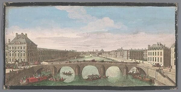 View of the Pont Royal over the Seine River in Paris, seen towards the Pont Neuf, 1700-1799. Creators: Anon, Jacques Rigaud