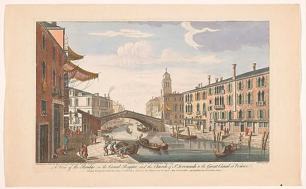 View of the Ponte delle Guglie over the Canale di Cannaregio in Venice, 1750. Creator: Thomas Bowles