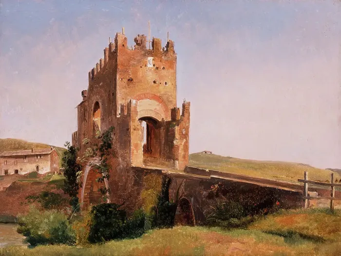 Framed Print : View of the Ponte Nomentano (Roman Campagna), c1837. Creator: Pierre-Nicolas Brisset Framed Print : View of the Ponte Nomentano (Roman Campagna), c1837. Creator: Pierre-Nicolas Brisset