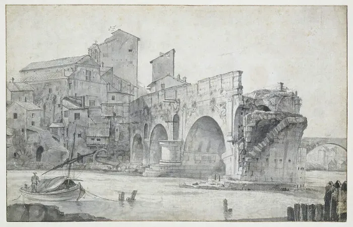 Framed Print : View of the Ponte Rotto in Rome, Seen from the East, c.1636-c.1644. Creator: Jan Asselijin Framed Print : View of the Ponte Rotto in Rome, Seen from the East, c.1636-c.1644. Creator: Jan Asselijin