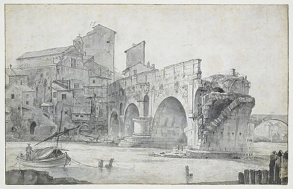View of the Ponte Rotto in Rome, Seen from the East, c.1636-c.1644. Creator: Jan Asselijin