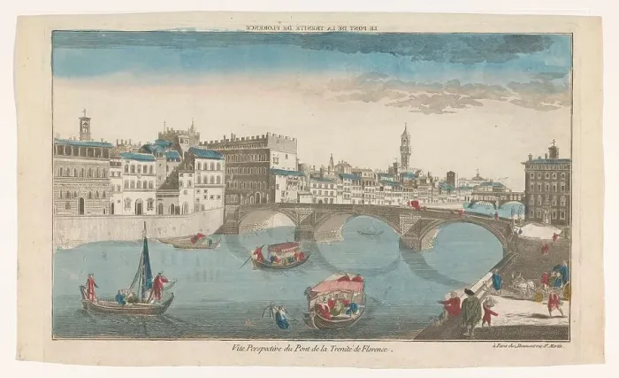 Framed Print : View of Ponte Santa Trinita over the river Arno in Florence, 1745-1775. Creator: Anon Framed Print : View of Ponte Santa Trinita over the river Arno in Florence, 1745-1775. Creator: Anon