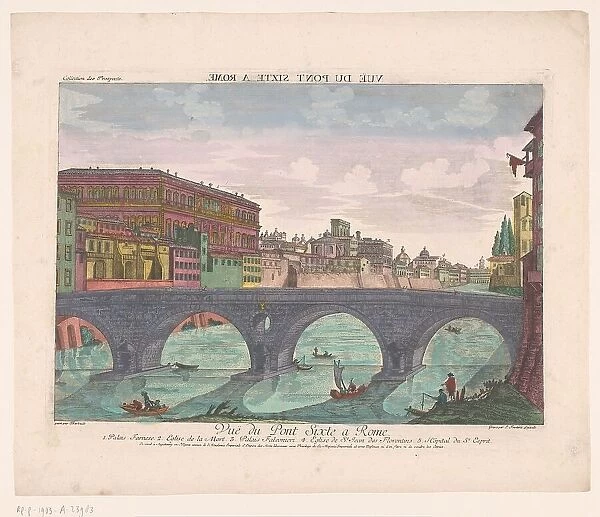 View of the Ponte Sisto in Rome, 1755-1779. Creator: Kaiserlich Franziskische Akademie