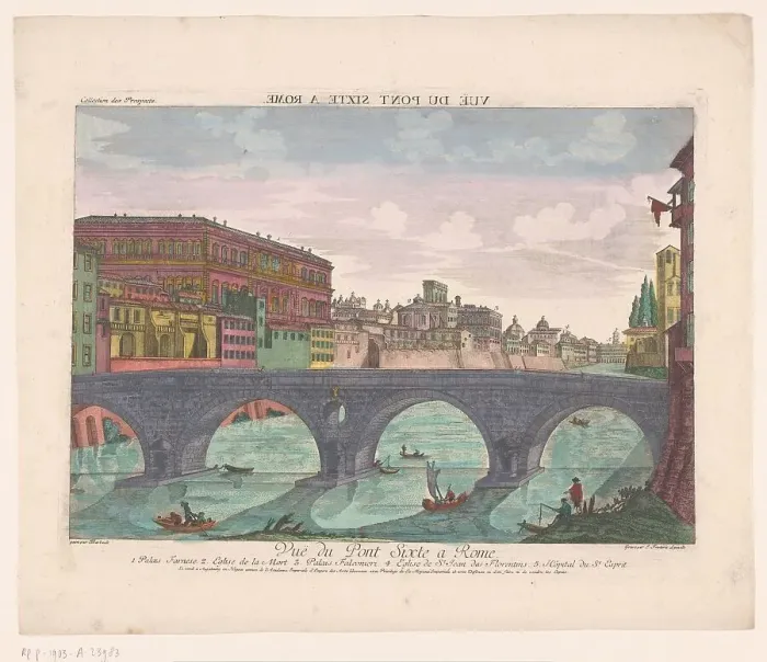 Framed Print : View of the Ponte Sisto in Rome, 1755-1779. Creator: Kaiserlich Franziskische Akademie Framed Print : View of the Ponte Sisto in Rome, 1755-1779. Creator: Kaiserlich Franziskische Akademie