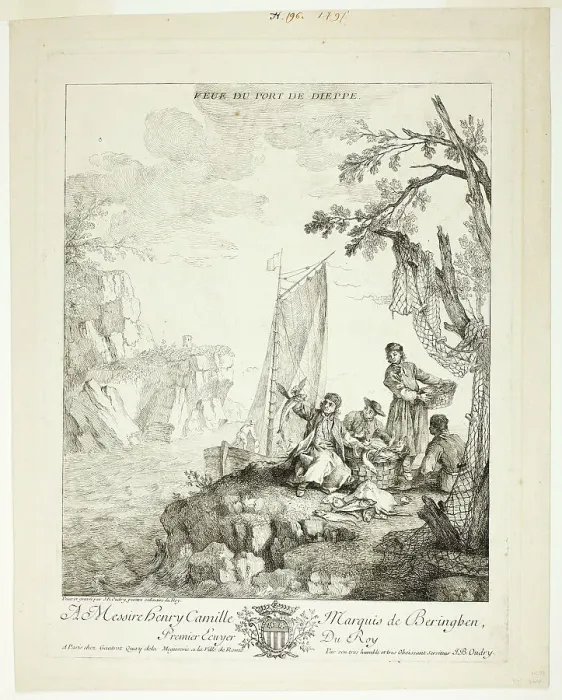 Framed Print : View of the Port of Dieppe, c. 1727. Creator: Jean-Baptiste Oudry Framed Print : View of the Port of Dieppe, c. 1727. Creator: Jean-Baptiste Oudry
