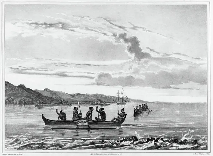 Framed Print : View of the Port of La Coquille In Kosrae Island, Caroline Islands, 19th century. Creators: Alexander Postels, Godefroy Engelmann, Emile-Charles Wattier Framed Print : View of the Port of La Coquille In Kosrae Island, Caroline Islands, 19th century. Creators: Alexander Postels, Godefroy Engelmann, Emile-Charles Wattier