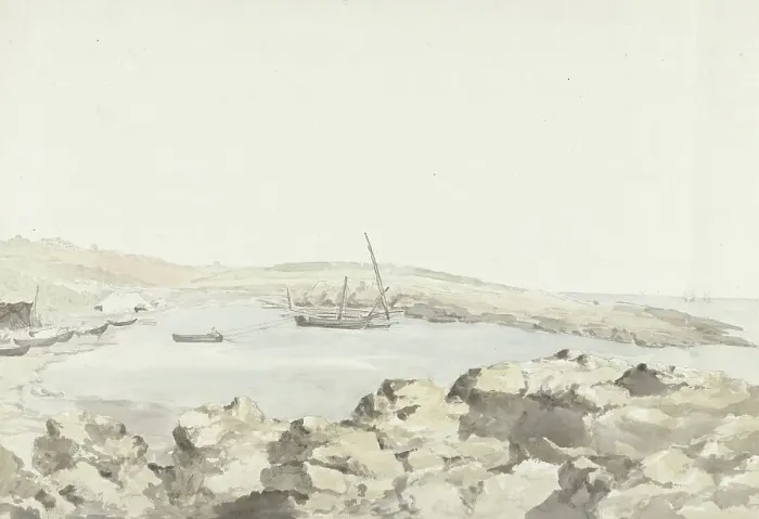 Framed Print : View of the port from via Luogovivo, 1778. Creator: Louis Ducros Framed Print : View of the port from via Luogovivo, 1778. Creator: Louis Ducros