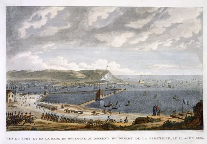 Framed Print : View of the Port and the Roadstead of Boulogne at the Departure of the Flotilla, 16 August 1803 Framed Print : View of the Port and the Roadstead of Boulogne at the Departure of the Flotilla, 16 August 1803