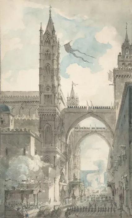 Framed Print : View of the Portal and Principal Entrance of the Cathedral of Palermo during the Festival Framed Print : View of the Portal and Principal Entrance of the Cathedral of Palermo during the Festival