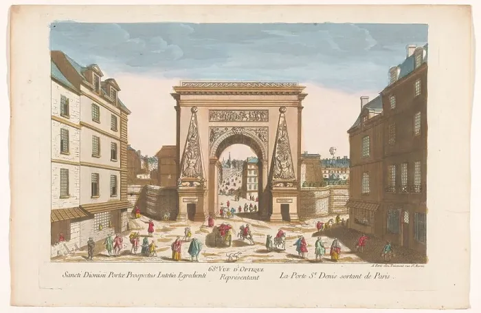 Framed Print : View of Porte Saint-Denis in Paris, 1745-1775. Creators: Francois Blondel, Anon Framed Print : View of Porte Saint-Denis in Paris, 1745-1775. Creators: Francois Blondel, Anon