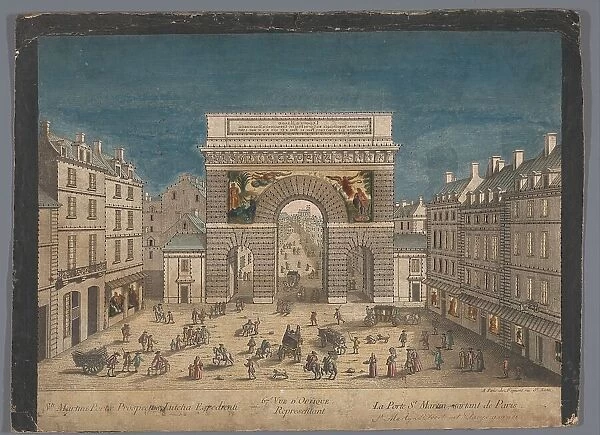 View of Porte Saint-Martin in Paris, 1745-1775. Creator: Anon