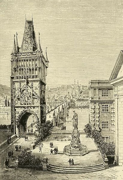 View in Prague - The bridge Tower, 1890. Creator: Unknown