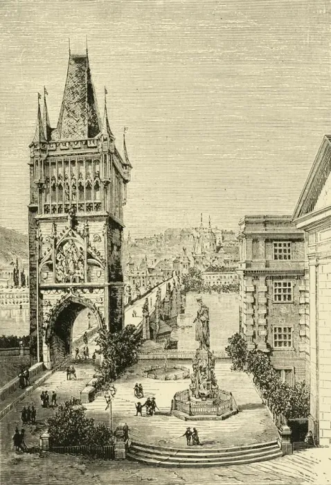 Framed Print : View in Prague - The bridge Tower, 1890. Creator: Unknown Framed Print : View in Prague - The bridge Tower, 1890. Creator: Unknown