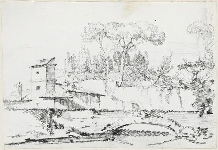 Framed Print : View of the Prato of the Villa Borghese, 1744 / 1750. Creator: Joseph-Marie Vien the Elder Framed Print : View of the Prato of the Villa Borghese, 1744 / 1750. Creator: Joseph-Marie Vien the Elder