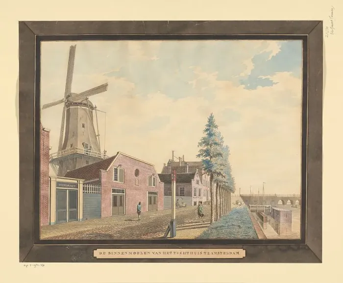 Framed Print : View of the prison windmill in Amsterdam, 1800-1900. Creator: Anon Framed Print : View of the prison windmill in Amsterdam, 1800-1900. Creator: Anon