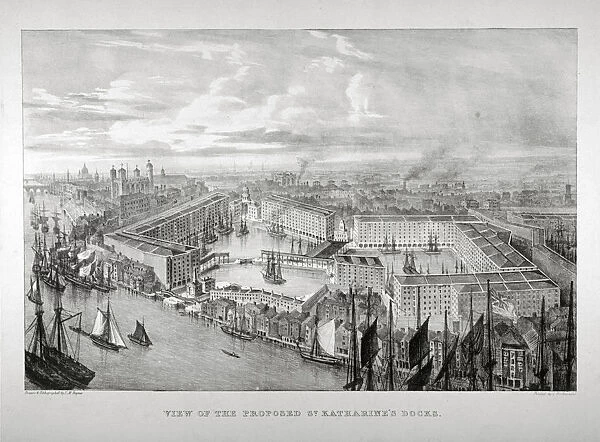 View of the proposed St Katharines Dock, London, c1825. Artist: Thomas Mann Baynes