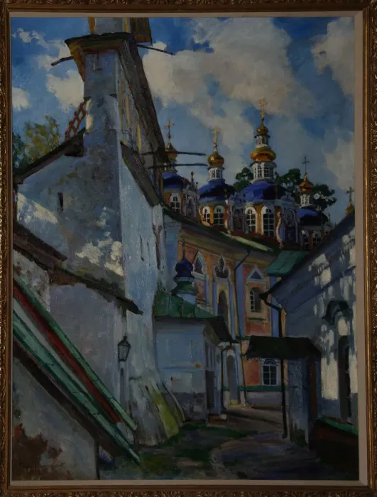 Framed Print : View of the Pskovo-Pechersky Monastery, 1928. Artist: Vinogradov, Sergei Arsenyevich (1869-1938) Framed Print : View of the Pskovo-Pechersky Monastery, 1928. Artist: Vinogradov, Sergei Arsenyevich (1869-1938)