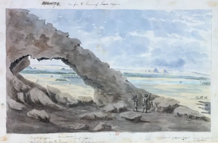 Framed Print : View of the Pyramids, Egypt, 19th century. Artist: Wilkinson Framed Print : View of the Pyramids, Egypt, 19th century. Artist: Wilkinson