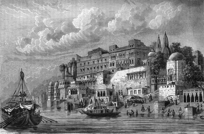 Framed Print : View of the Quay of Benares, c1891. Creator: James Grant Framed Print : View of the Quay of Benares, c1891. Creator: James Grant