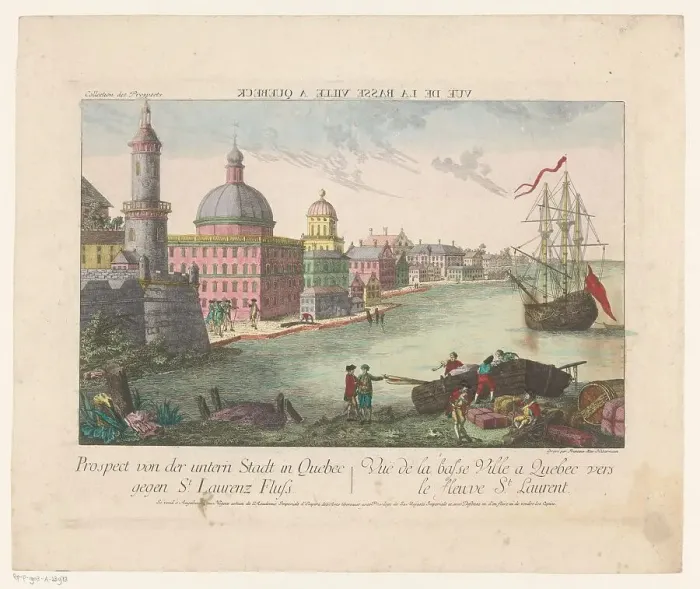 Framed Print : View of Quebec from Saint Lawrence bay, 1755-1779. Creator: Franz Xavier Habermann Framed Print : View of Quebec from Saint Lawrence bay, 1755-1779. Creator: Franz Xavier Habermann