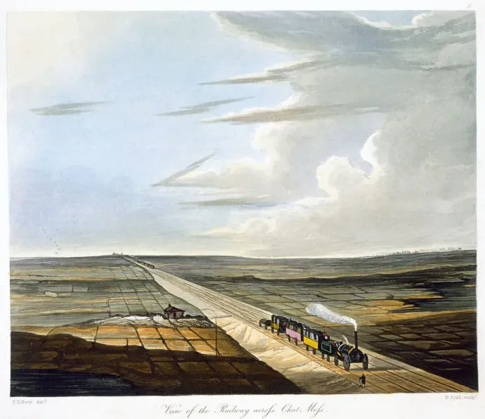 Framed Print : View of the Railway across Chat Moss, Liverpool and Manchester Railway, 1833 Framed Print : View of the Railway across Chat Moss, Liverpool and Manchester Railway, 1833