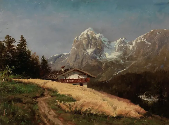 Framed Print : View from Ramsau, c1870. Creator: Hjalmar Munsterhjelm Framed Print : View from Ramsau, c1870. Creator: Hjalmar Munsterhjelm