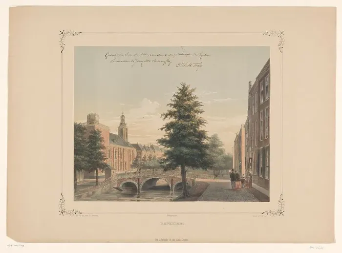 Framed Print : View of the Rapenburg in Leiden, 1854. Creator: Gerardus Johannes Bos Framed Print : View of the Rapenburg in Leiden, 1854. Creator: Gerardus Johannes Bos