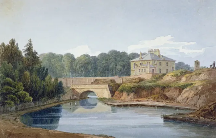 Framed Print : View of the Regents Canal, Lisson Grove Road, St Johns Wood, London, c1830. Artist