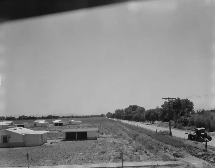 Framed Print : View of Resettlement Administration's part-time farms, Glendale, Arizona, 1937. Creator: Dorothea Lange Framed Print : View of Resettlement Administration's part-time farms, Glendale, Arizona, 1937. Creator: Dorothea Lange
