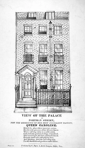 View of the residence of Queen Caroline in Portman Street, Marylebone, London, c1820