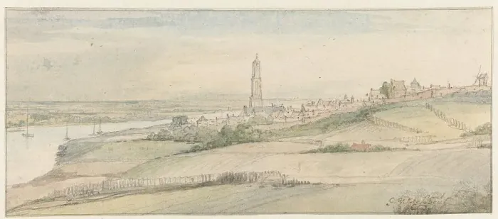 Framed Print : View of Rhenen and the Rhine from the East, 1663. Creator: Gerbrand van den Eeckhout Framed Print : View of Rhenen and the Rhine from the East, 1663. Creator: Gerbrand van den Eeckhout