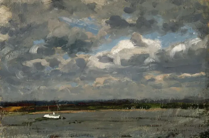 Framed Print : View over the Rhine at Düsseldorf, 1883. Creator: Victor Westerholm